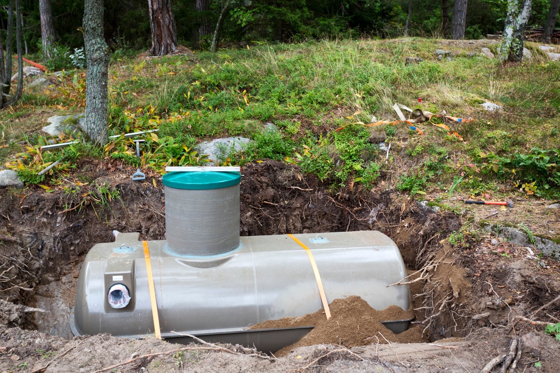 New septic tank being installed